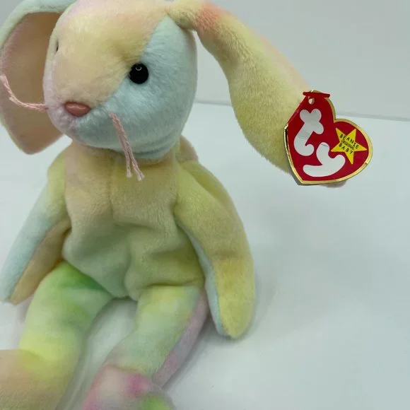 Rare Rainbow 1998 Ty Beanie Baby: Hippie the Tie Dye Bunny Rabbit W/Tag - Picture 2 of 5